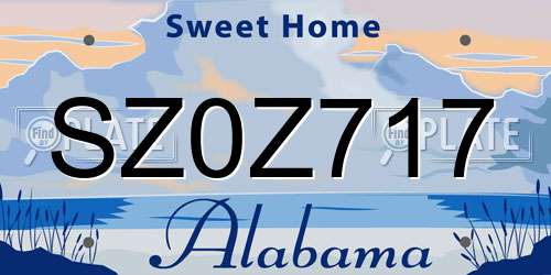 SZ0Z717 Alabama License Plate