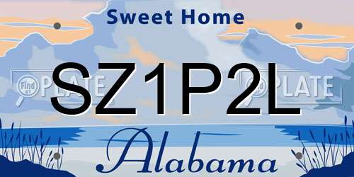 SZ1P2L Alabama License Plate