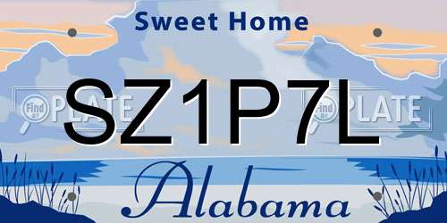 SZ1P7L Alabama License Plate