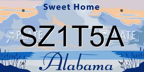 SZ1T5A Alabama License Plate