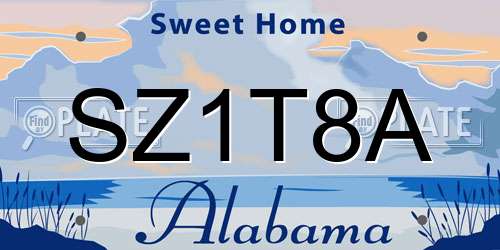SZ1T8A Alabama License Plate
