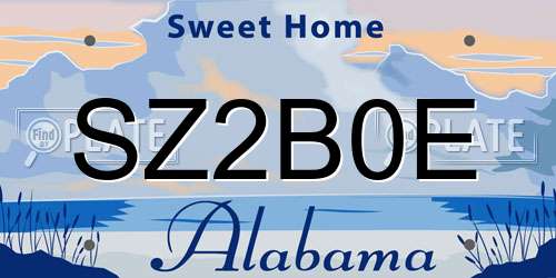 SZ2B0E Alabama License Plate