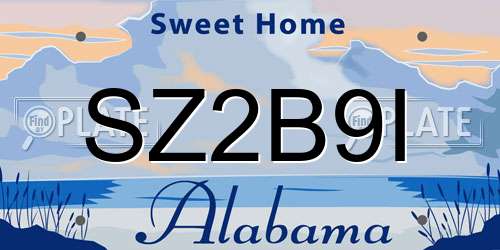 SZ2B9I Alabama License Plate