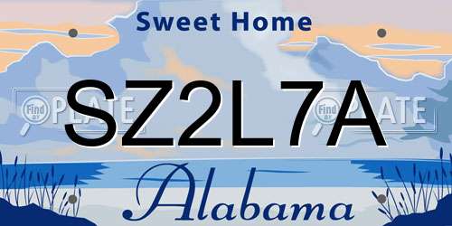 SZ2L7A Alabama License Plate