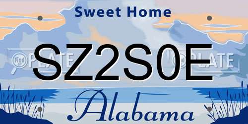 SZ2S0E Alabama License Plate