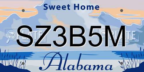 SZ3B5M Alabama License Plate