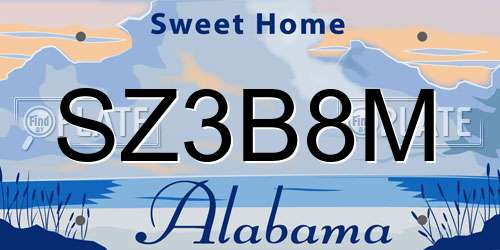 SZ3B8M Alabama License Plate