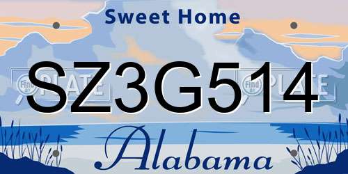 SZ3G514 Alabama License Plate