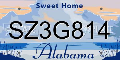 SZ3G814 Alabama License Plate