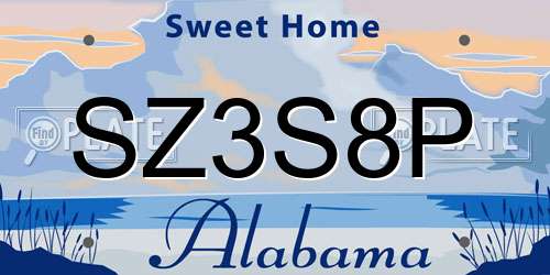 SZ3S8P Alabama License Plate