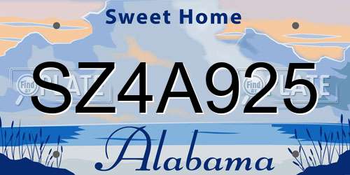 SZ4A925 Alabama License Plate