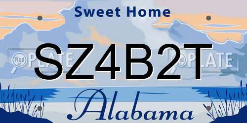 SZ4B2T Alabama License Plate