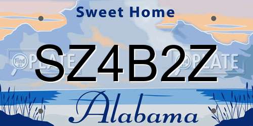 SZ4B2Z Alabama License Plate