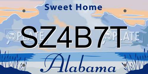 SZ4B7T Alabama License Plate