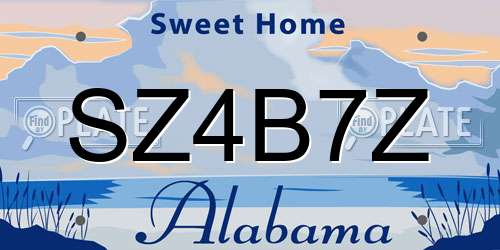 SZ4B7Z Alabama License Plate