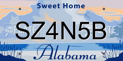 SZ4N5B Alabama License Plate