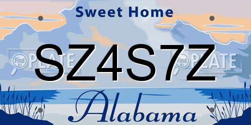 SZ4S7Z Alabama License Plate