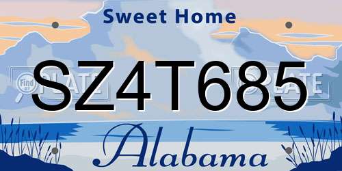 SZ4T685 Alabama License Plate