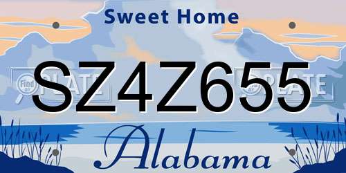 SZ4Z655 Alabama License Plate