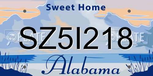 SZ5I218 Alabama License Plate