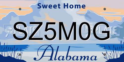SZ5M0G Alabama License Plate