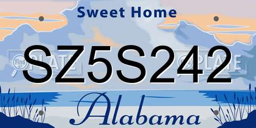 SZ5S242 Alabama License Plate