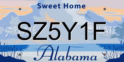 SZ5Y1F Alabama License Plate