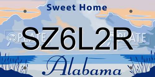 SZ6L2R Alabama License Plate
