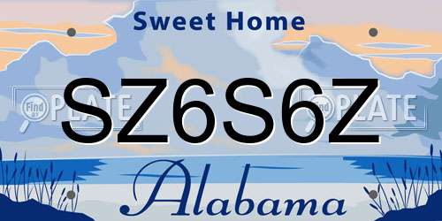 SZ6S6Z Alabama License Plate