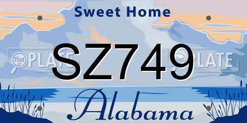 SZ749 Alabama License Plate