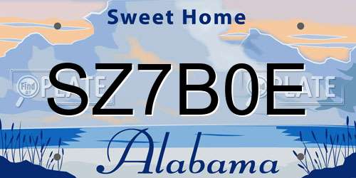 SZ7B0E Alabama License Plate