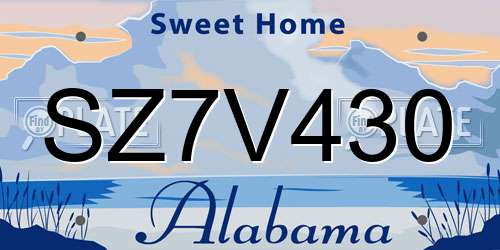 SZ7V430 Alabama License Plate