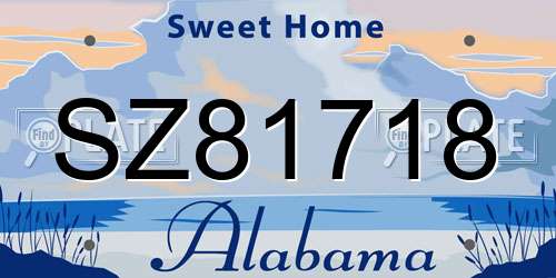 SZ81718 Alabama License Plate
