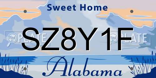 SZ8Y1F Alabama License Plate