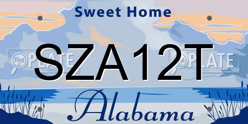 SZA12T Alabama License Plate