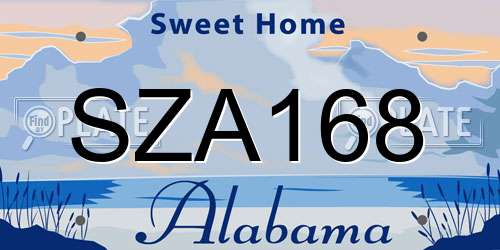 SZA168 Alabama License Plate