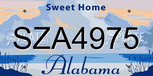 SZA4975 Alabama License Plate