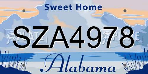 SZA4978 Alabama License Plate