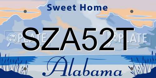 SZA52T Alabama License Plate