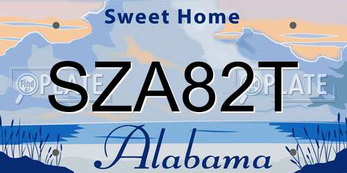 SZA82T Alabama License Plate