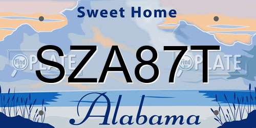 SZA87T Alabama License Plate