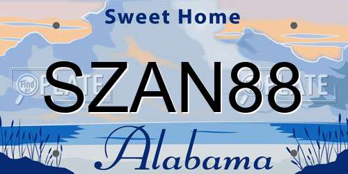 SZAN88 Alabama License Plate