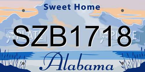 SZB1718 Alabama License Plate