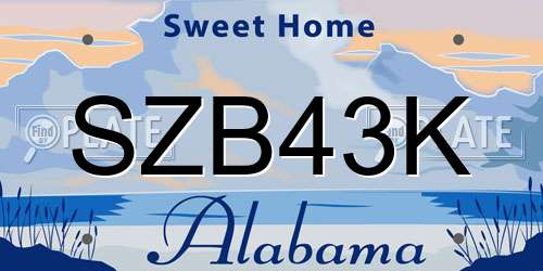 SZB43K Alabama License Plate