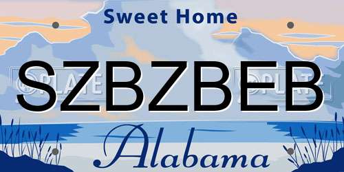 SZBZBEB Alabama License Plate