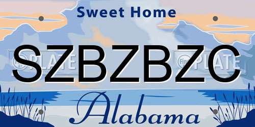 SZBZBZC Alabama License Plate