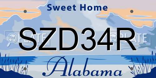 SZD34R Alabama License Plate