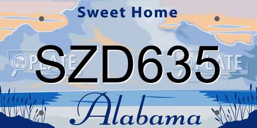SZD635 Alabama License Plate