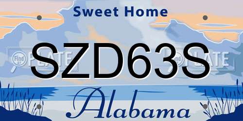SZD63S Alabama License Plate