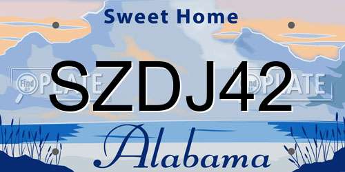 SZDJ42 Alabama License Plate